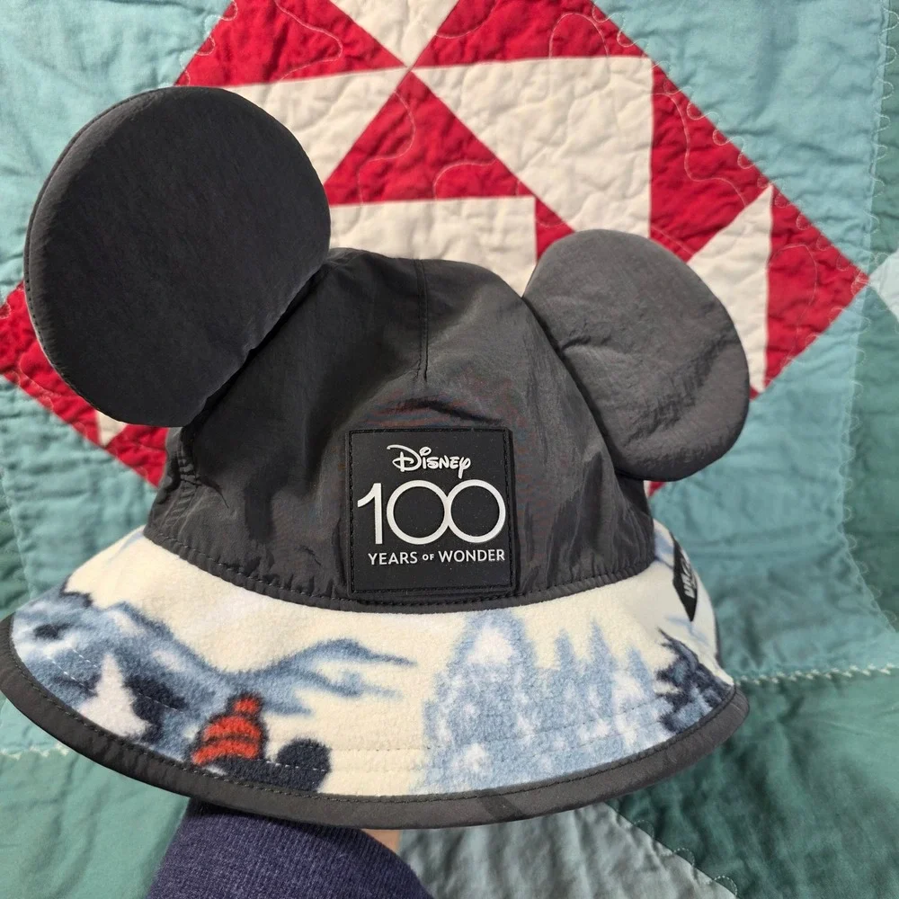 Columbia Disney Bucket Hat Kids Toddler O/S Black Excellent Mickey Ears Fleece